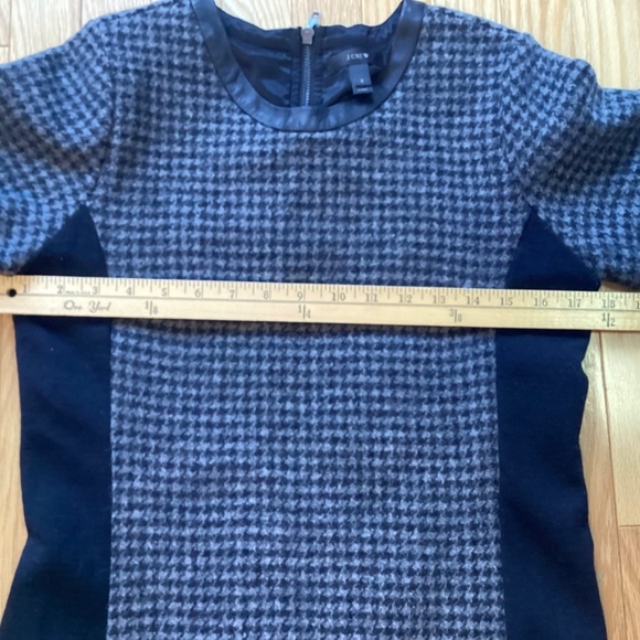 J Crew Wool w/ Leather Trim Dress, Houndstooth, short sleeve, size 8, - Picture 9 of 11